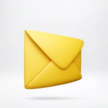 Yellow envelope with a shadow. 3d style Illustrazione stock
