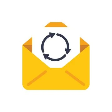 Yellow envelope showing update with rotating arrows Stock Illustration