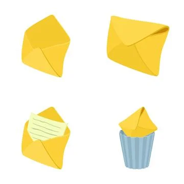 Yellow envelopes representing mail, messages, and communication process Illustrazione stock