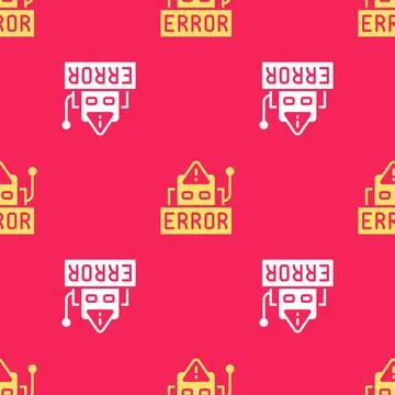 Yellow Error in the operation program of the robot icon isolated seamless Stock Illustration