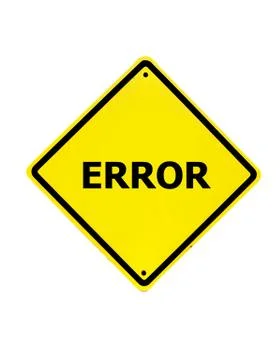 Yellow error sign on a white background Stock Photos