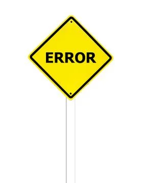 Yellow error sign on a white background Stock Photos