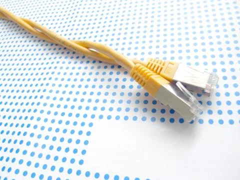 Yellow ethernet cable 스톡 사진