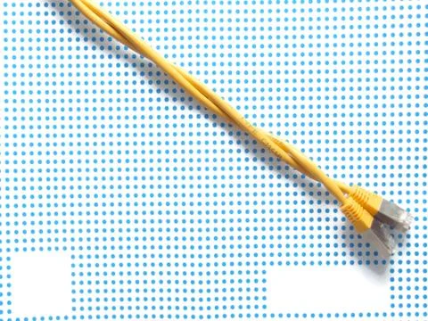 Yellow ethernet cable 스톡 사진