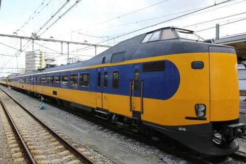 Yellow Eureopean Train Stock Photos