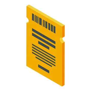 Yellow event ticket with barcode allowing access Stock Illustration