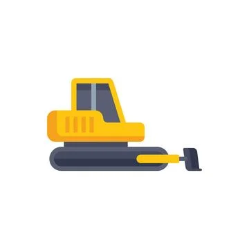 Yellow excavator digging moving earth construction icon Stock Illustration
