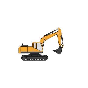 Yellow excavator heavy machine on white background with ideal for constructio Stock Illustration