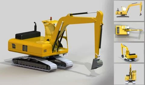 Yellow excavator Stock Illustration