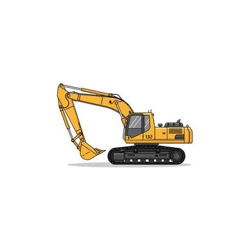 Yellow excavator machine vector illustration with a clear vector illustration Illustrazione stock