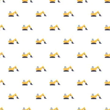 Yellow excavator machines constructing work pattern background 스톡 일러스트