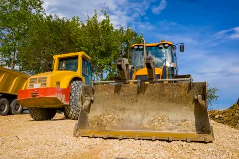 Yellow excavator Stock Photos