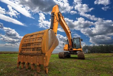 Yellow excavator Stock Photos