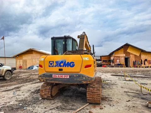 Yellow excavator Stock Photos