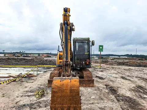 Yellow excavator Stock Photos