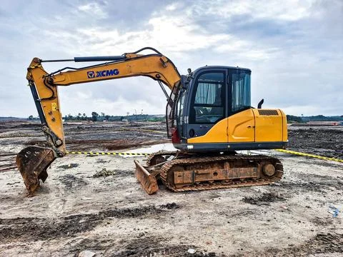 Yellow excavator Stock Photos