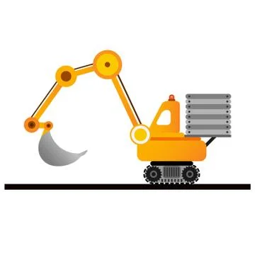 Yellow excavator on white background. Mining industry. Stock-Illustration