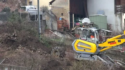Yellow Excavator at Work Video stock 22245377