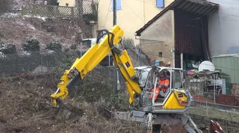 Yellow Excavator at Work Video stock 22246070
