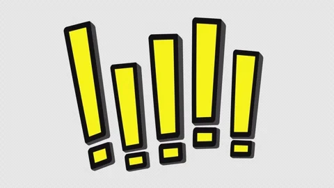 Yellow Exclamation Mark 4K Background Transparent Movie (Appear _ Shake _ Stock Footage 332457829