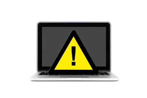Yellow Exclamation Mark on Laptop Computer Illustrazione stock