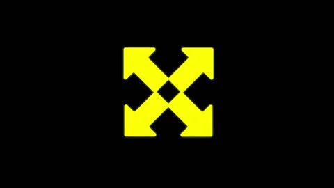 Yellow expand arrows icon pulsating on black background simple digital anim.. Video stock 345547723