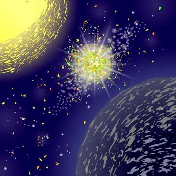 Yellow Explosion on Blue Space Star Background Stock Illustration