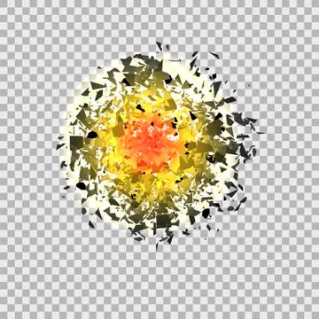 Yellow Explosion Cloud of Grey Pieces Illustrazione stock