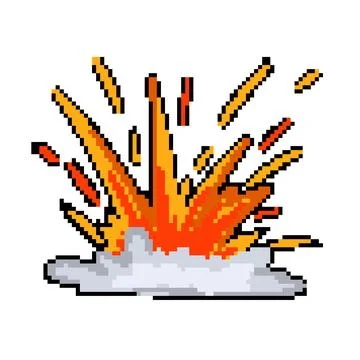 Yellow explosion effect pixel art vector illustration Illustrazione stock