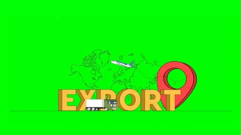 Yellow Export Text in Bold Letters Illustrated With World Map and Location .. 库存影片 333372652