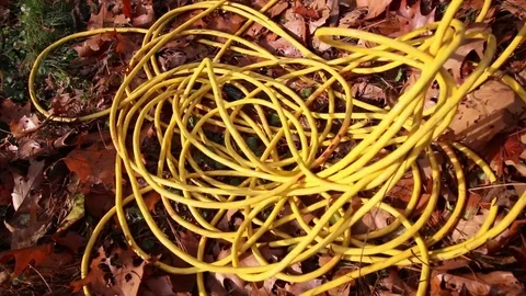Yellow Extension Chord Dragged Away Stock Footage 70375343