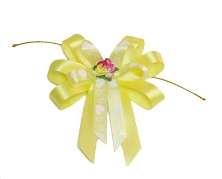 Yellow fabric bow Stock Photos