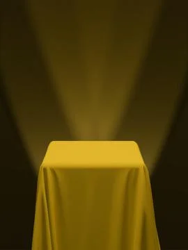 Yellow fabric covering a cube or a table vector illustration Illustrazione stock