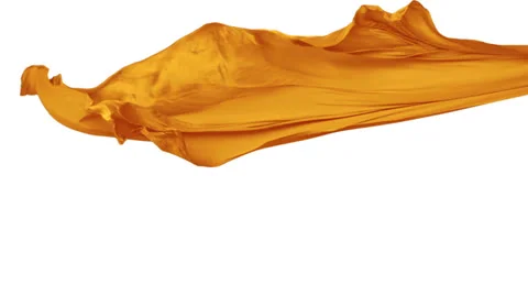 Yellow fabric flowing on white background, Slow Motion Stock Footage 31819655