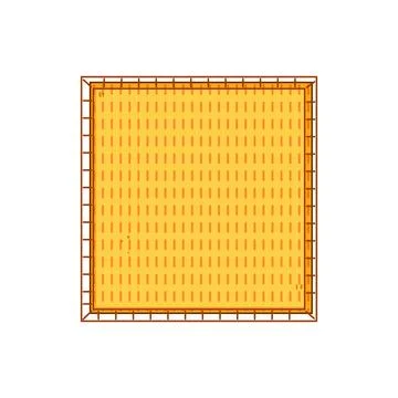 Yellow fabric patch with orange stitching pattern Illustrazione stock