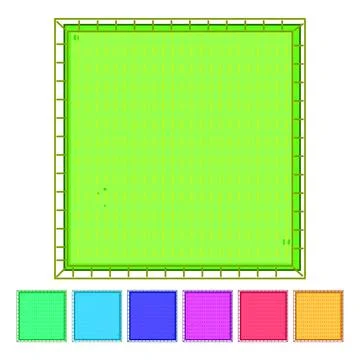Yellow fabric patch with orange stitching pattern Illustrazione stock