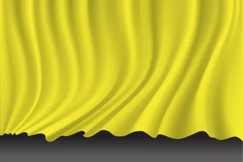 Yellow fabric wave on gray vector illustration. Stock Illustration