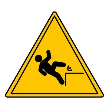 Yellow Falling Hazard Sign. Vector Icon. Man Falling from Height. Danger Wa.. Stock Illustration
