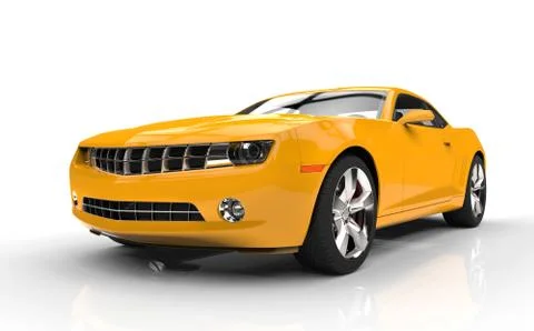 Yellow Fast Car On White Background イラスト素材