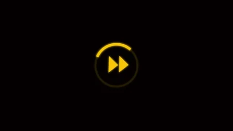 Yellow fast forward icon with glowing progress circle on black. Fast forwar.. Stock Footage 337129971