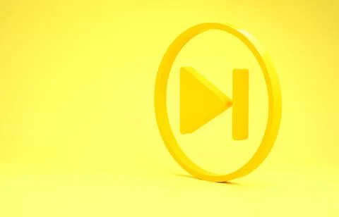 Yellow Fast forward icon isolated on yellow background. Minimalism concept. 3 Stock Illustration
