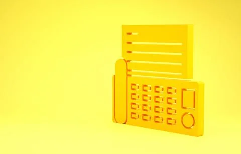 Yellow Fax machine icon isolated on yellow background. Office Telephone. Mini Ilustração Stock