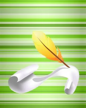 Yellow feather and paper Stock Illustration