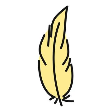 Yellow feather doodle icon representing lightness and flight Stock Illustration