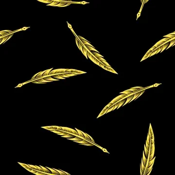 Yellow Feathers Seamless Pattern Stock Illustration