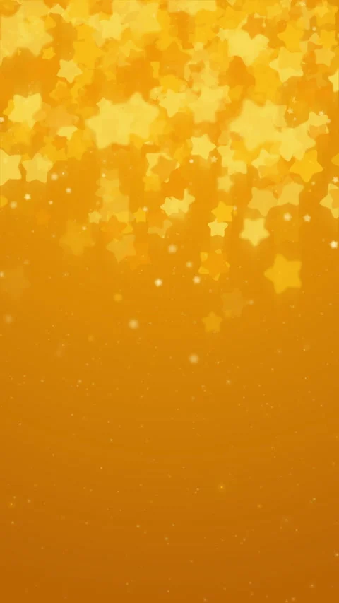 Yellow festive animated background with falling stars. Place for text. Looped Video stock 313998069