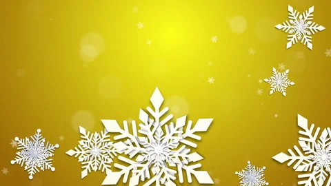 Yellow festive background with paper-cut snowflakes. 스톡 동영상 320614957