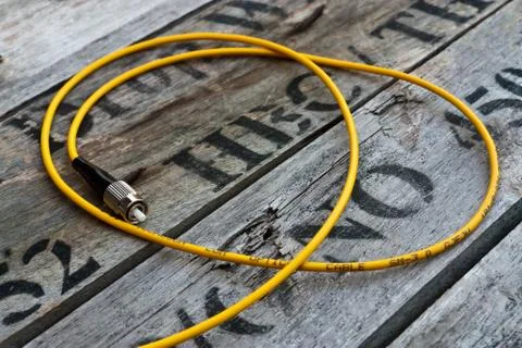 Yellow fiber optic cable Stock-Fotos