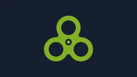 Yellow Fidget spinner icon isolated on blue background. Stress relieving toy Stock Footage 232264285