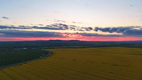 Yellow Field Sunset Time Lapse 库存影片 334026065